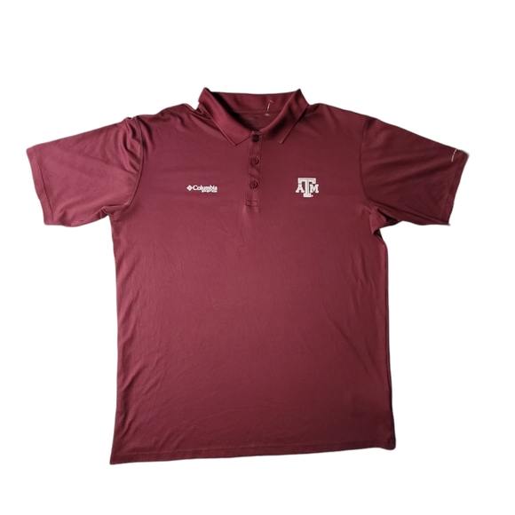 Columbia PFG Omni-Freeze Maroon Texas A&M Aggies NCAA Polo Shirt Men Size Large - Picture 1 of 10